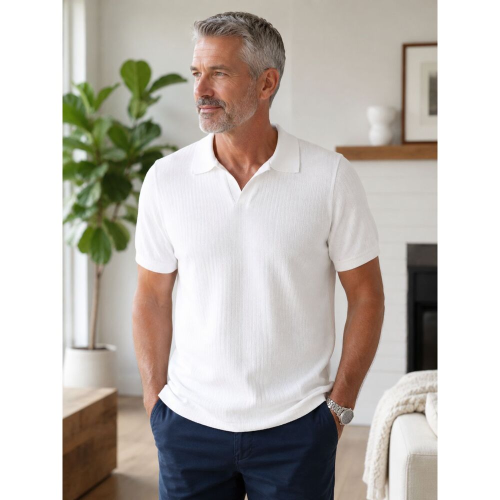 Goodfellow & Co Men's XL White Cotton Sweater Knit Polo Shirt NWT #15